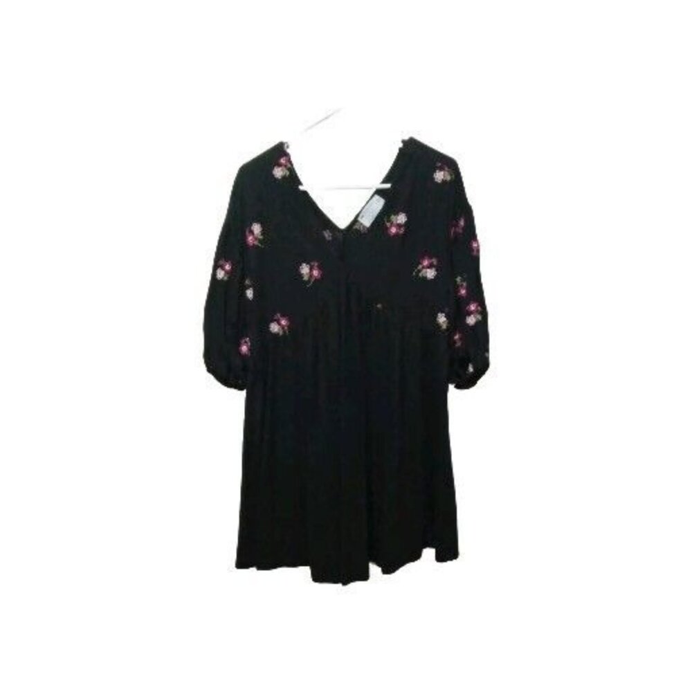ASOS Floral Embroidery Black Babydoll Dress 6 Cottagecore Fairygrunge Wimsigoth